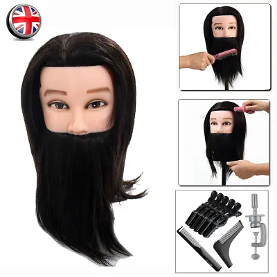 Salon Barber 14‘’ Training Head 100% Real Hair Mannequin Doll Beard Hairdresser • £20.69