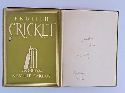 $55 • Buy English Cricket By Neville Cardus 1945 HCDJ SIGNED Copy