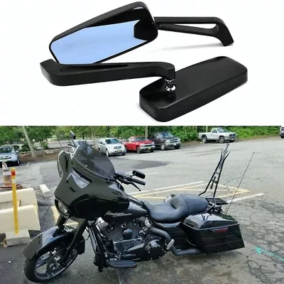 For Harley Davidson V Rod Custom Muscle Dyna Motorcycle Mirrors Black Rectangle • $24.99