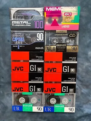 Vintage Sealed Cassette Tape Lot Of 10  Maxell Metal Capsule JVC Memorex 100 90 • $65