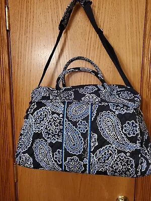 Vera Bradley Traveler Bag Weekender Quilted Cotton In Blue Paisley Print • $64.99