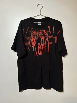 $45 • Buy Vintage Y2K Korn Bloody Hands T Shirt Double Sided Black Size XL Tennessee River