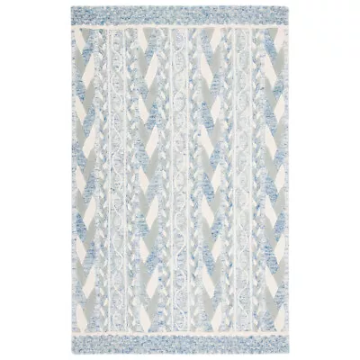 SAFAVIEH Metro MET863M Handmade Blue / Ivory Rug • $91.99