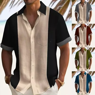 Mens Summer Shirts Button Down Tops Men Vacation Casual Short Sleeve Tee • $19.69