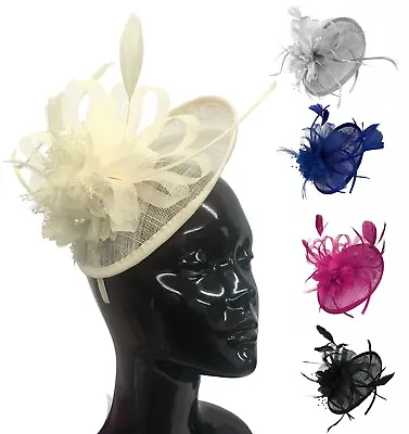 £24.99 • Buy Sinamay Saucer Disc Wedding Fascinator Headband Aliceband Ladies Day Races Ascot