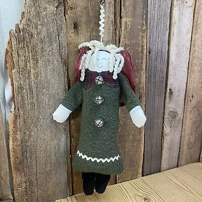$19.51 • Buy Vintage 2000 Woof And Poof Hanging Angel With Bells Maroon And Green Beauty