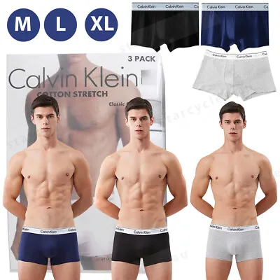 For Calvin Klein Men's Brief Stretch Boxer Shorts 3 In 1 Pack Black White Belt • $28.99