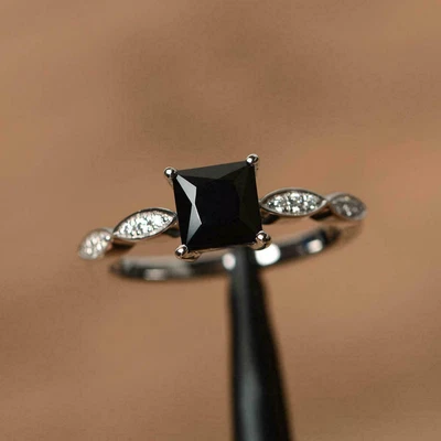 $139.99 • Buy 1.5ct Ring Princess Simulated Diamond Accent Solitaire 14k White Gold Plated