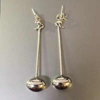 Georg Jensen Vintage  Silver POD Pierced Earrings #145 By Vivianna Torun • $360