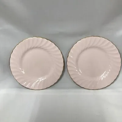 Set Of 2 Mintons Minton Shell Pink And Gold Pattern 6 1/4  Bread  Plates 1948-59 • $24.99