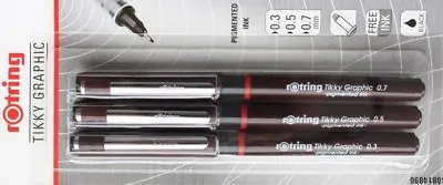 £11.82 • Buy Rotring Tikky Graphic Fineliner Pen Set - 0.1/0.3/0.5mm - Pack Of 3