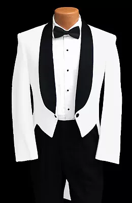 Men's Raffinati White Tuxedo Tailcoat With Black Satin Lapels Made In USA 42R • $99.99