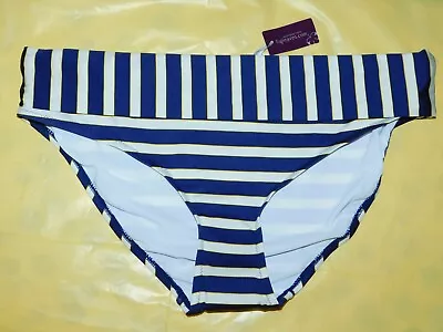 Figleaves Cream & Blue Nautical Striped Bikini Bottoms Size 18 Bnwt • £2.95