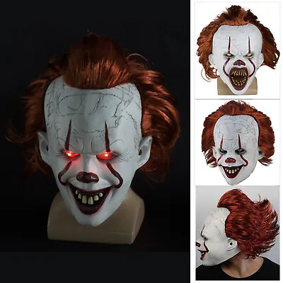 Latex Scary Joker Halloween Horror Prop Clown Mask Stephen King's It Cosplay • $23.99