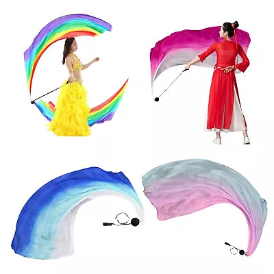 Dance Silk Veil Colorful Silk Flags With Poi Ball Elegant Belly Dance Streamer • $19.29