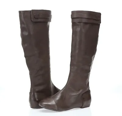 Womens Max Studio Draping Brown Leather Knee High Boots Sz. 10 • $87