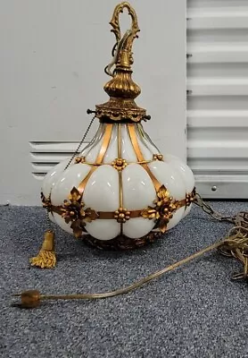 MID-Century Caged Murano Glass Swag Lamp Or Chandelier • $350