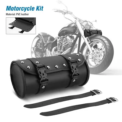 Motorcycle Front Fork Tool Bag Pouch Storage Luggage SaddleBag Leather Handlebar • $9.59