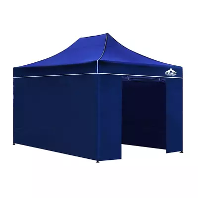 Instahut Gazebo Pop Up Marquee 3x4.5m Folding Wedding Tent Gazebos Shade Blue • $277