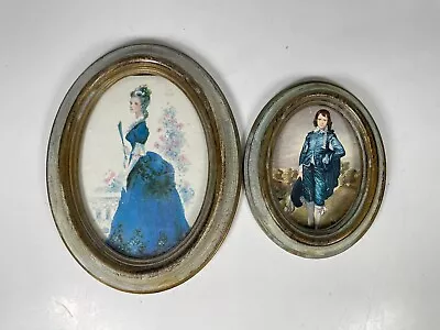 Vintage Lady Victorian  The Blue Boy  Oval Painting Framed Wall Hang READ NOTE • $39.99