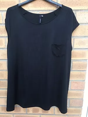 Ladies Black Modal Cap-sleeved Tunic Top By Yong Kim Size 14 • £20