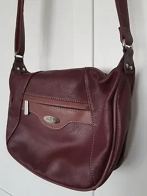 David Jones Paris Burgundy Faux  Leather Crossbody Shoulder Bag • £8.99