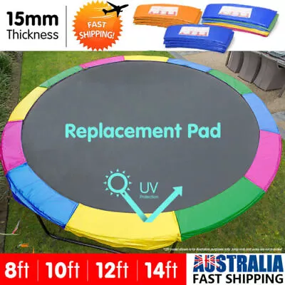 REPLACEMENT TRAMPOLINE PAD REINFORCED OUTDOOR ROUND SPRING COVER 8 10 12 14ft • $34.99