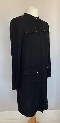 £6.99 • Buy Yessica City Black Shirt Dress Split Front Gold Button Detail Size 8 S
