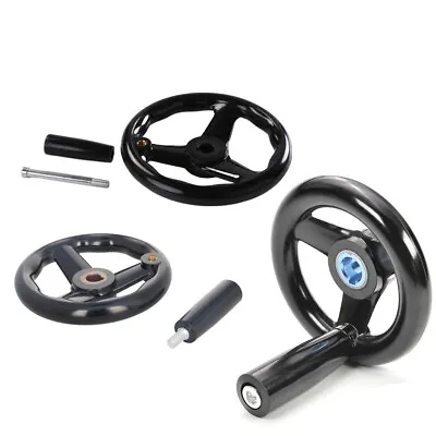 £8.94 • Buy 12/18mm Dia 3 Spoke Hand Wheel Black With Revolving Handle For Milling Machine