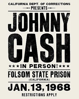 $22.99 • Buy Johnny Cash Concert Poster 11 X 14 - Live 1968 Folsom Prison - Poster Art Print