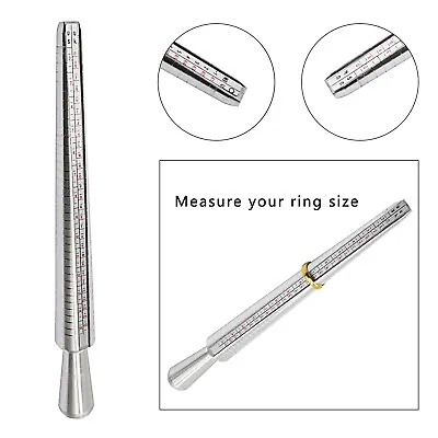 Silver Ring Sizer Finger Sizing Measuring Stick Metal Ring Mandrel US Size 1-15 • $7.19