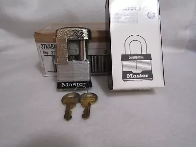 Master Lock Padlock 37KA BLK Key 3724 Tough Under Fire • $10