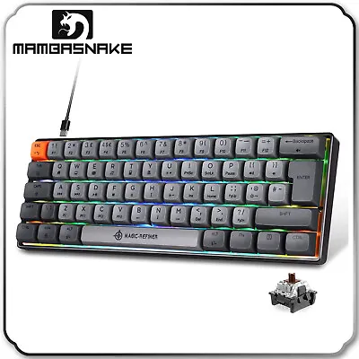 £13.79 • Buy UK Layout 60% Mechanical Gaming Keyboard RGB Backlit USB C For PC, Laptop, PS4