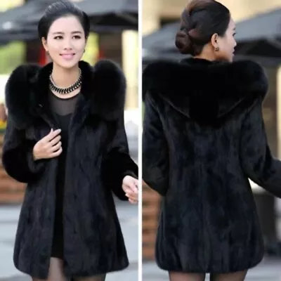 Womens Korean Fashion Faux Fur Parka Outwear Slim Winter Warm Midi Jacket Coat • $96.65