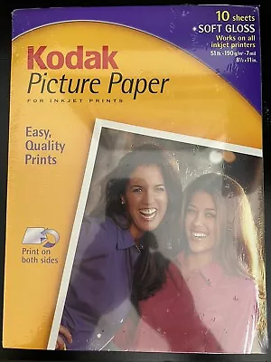 Kodak 10 Sheets Soft Gloss Picture Photo Paper Brand NEW Sealed 8 1/2 X  11 • $4.99