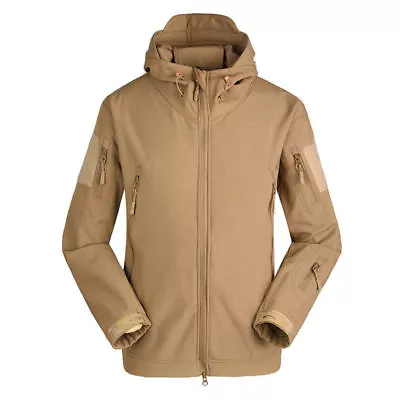 Tactical Sharkskin Soft Shell Jacket Hoodie Men Military Thermal Coat Waterproof • $31.33