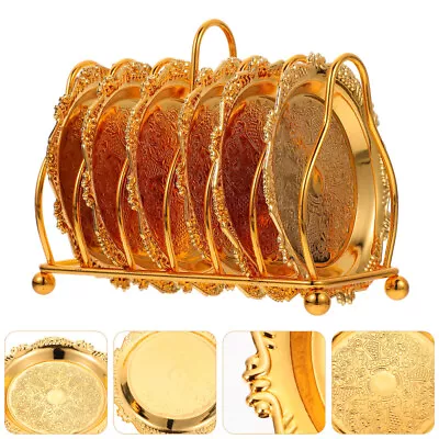 6pcs Gold Food Plates With Storage Rack For Party Treats-DO • £17.85