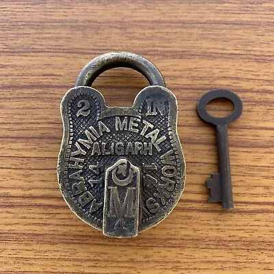 Brass Miniature Padlock Or Lock With Key Old Or Antique. • $67.50