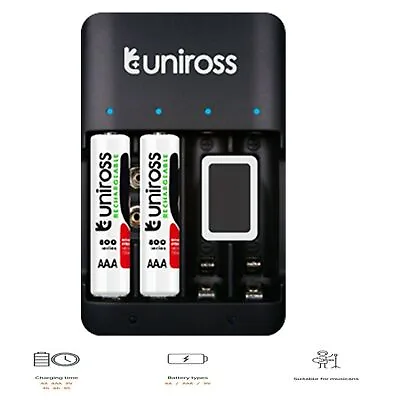 UNiROSS COMPACT CHARGER FOR  AA & AAA & PP3 9v  RECHARGEABLE  BATTERIES DURACELL • £6.49