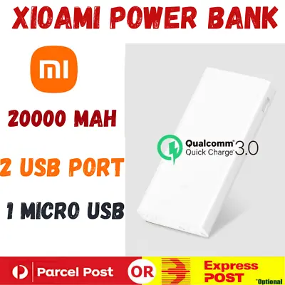$32.50 • Buy Xiaomi Mi Power Bank 3 20000mAh Portable Charger 2 USB 1 Micro 2-way Fast Charge