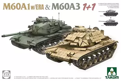 Takom 1/72 US M60A1 & M60A3 Main Battle Tanks (2 Complete Kits) 5022 • $27.99