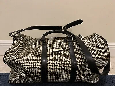 Vintage Polo Ralph Lauren Houndstooth Coated Canvas Leather Duffle Bag New • $575