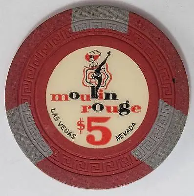 1955 Moulin Rouge $5 1st Edition Casino Chip W. Las VegasNV • $1200
