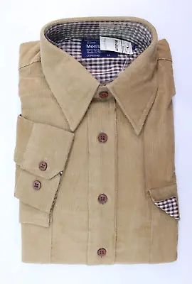 NEW VTG Men's Shop JCPenney Corduroy Brown Shirt Button Up Long Sleeve M NOS • $31.99