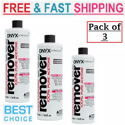 (Pack Of 3 ) Onyx Professional 100% Pure Acetone Nail Polish Remover 16 Fl Oz • $13.99