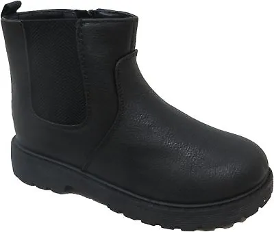 £14.95 • Buy Banwell Boys Black Ankle Boots Infants Pull On Zip Up Dealer Chelsea High Top