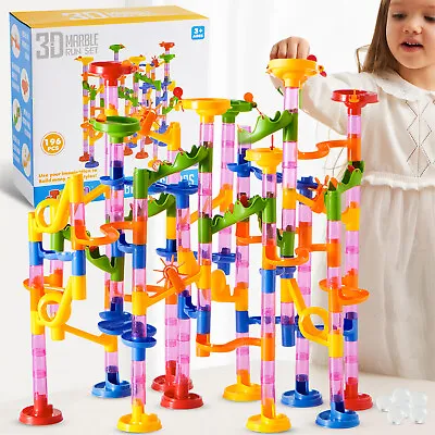 196pcs Marble Run Construction STEM Toy Blocks Gift For Kids Toddler Aged 3 4 5+ • $27.99