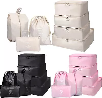 $10.44 • Buy 8Pcs Packing Cubes Luggage Storage Organiser Compression Suitcase Travel Bag AU