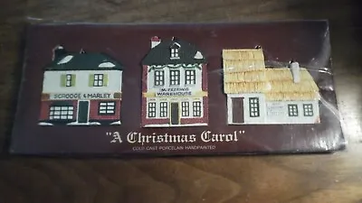 Dept. 56 Ornaments A Christmas Carol Buildings Set Of 3 Cold-Cast Porcelain New • $19