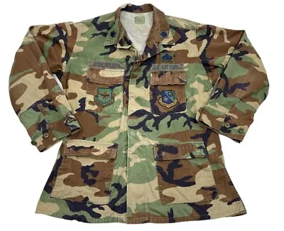 Woodland Camouflage Camo Air Force Hunting Lightweight Jacket Mens Medium Long • $14.30